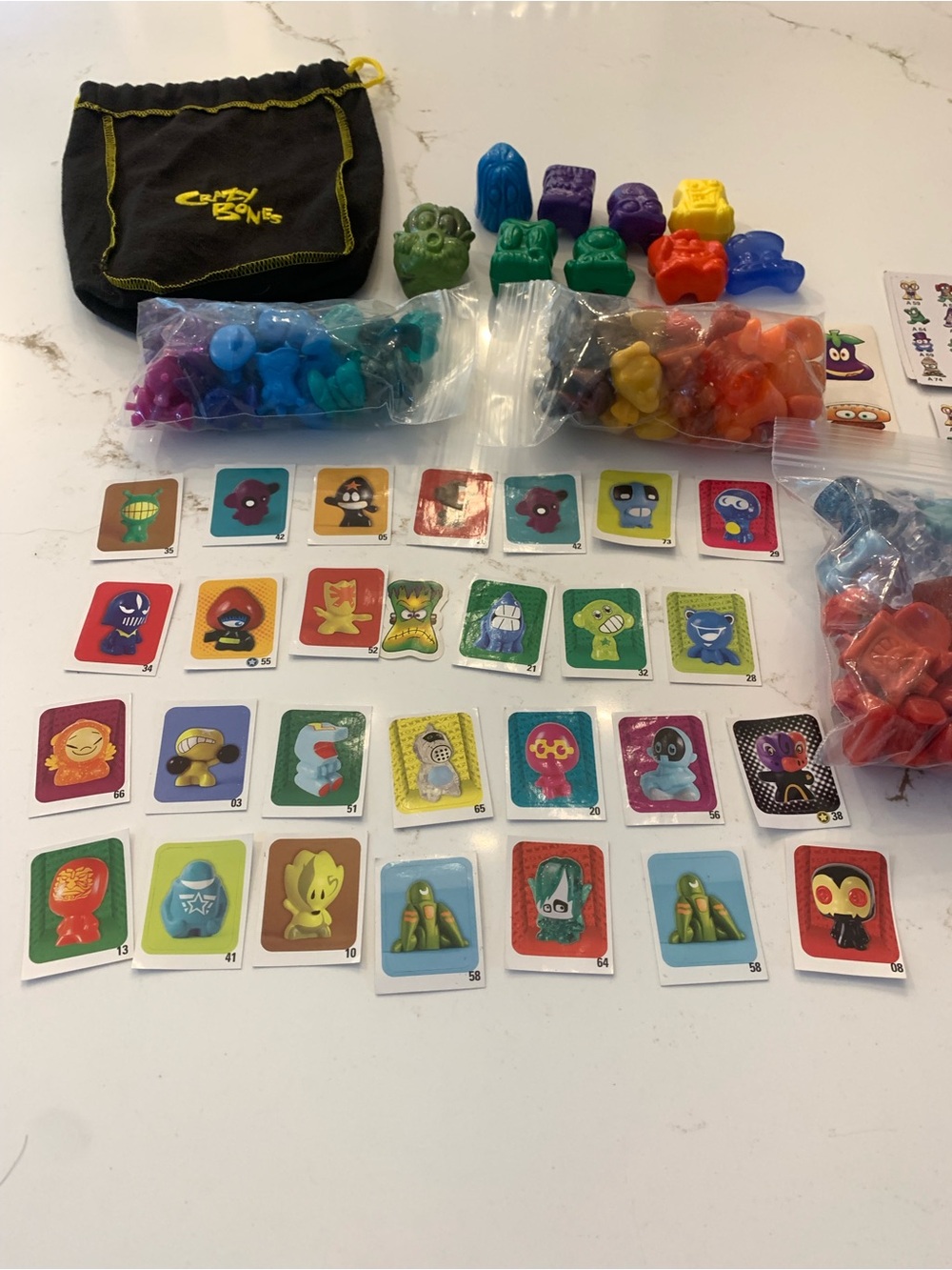 Vintage Gogo Crazy Bones Lot Includes Everything You See Original Bag, Stickers